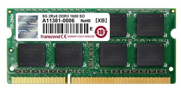 SODIMM DDR3 8GB 1600MHz TRANSCEND JetRam™,  512Mx8 CL11,  maloobchodný predaj
