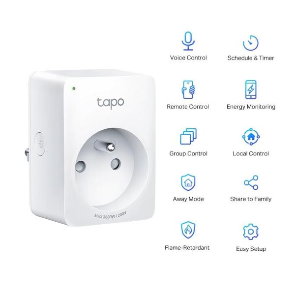TP-Link Tapo P110 chytrá WiFi mini zásuvka (3680W, 16A, 2, 4 GHz, BT)1