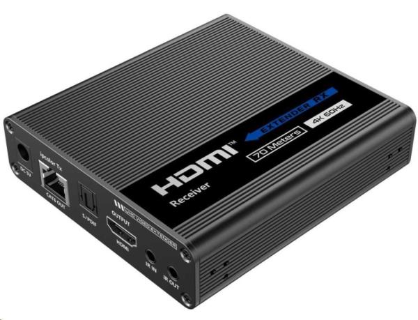 Prijímač HDMI PremiumCord 2.0 extender Ultra HD 4kx2k@60Hz na 70 m pre kaskádu
