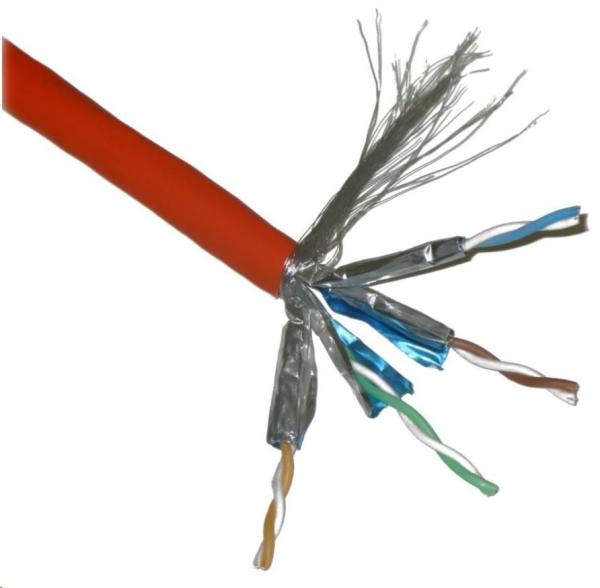 FTP TWIN kabel PlanetElite,  Cat6A,  drát,  4pár LS0H,  Dca,  oranžový,  500m,  cívka1