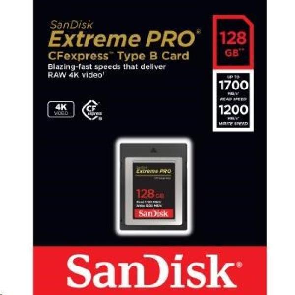 Karta SanDisk Extreme Pro CFexpress 128 GB,  typ B,  1700 MB/ s čítanie,  1200 MB/ s zápis3