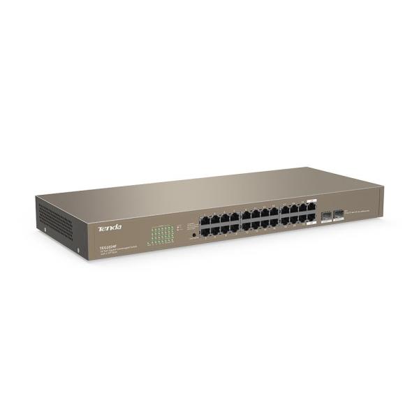 Tenda TEG1024F - 22-portový gigabitový ethernetový prepínač + 2x Combo SFP/ RJ45,  10/ 100/ 1000 Mb/ s,  bez ventilátora,  sto1