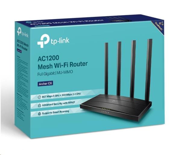 TP-Link Archer C6 v3.2 OneMesh/ Aginet WiFi5 router (AC1200,  2, 4GHz/ 5GHz,  4xGbELAN,  1xGbEWAN)5
