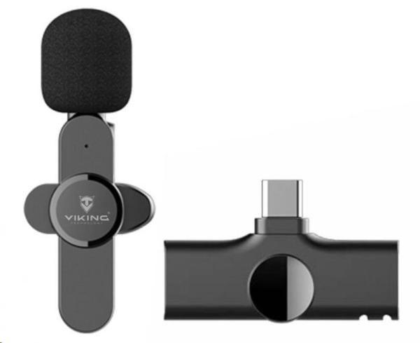 Bezdrôtový mikrofón Viking s klipom M360,  konektor USB-C