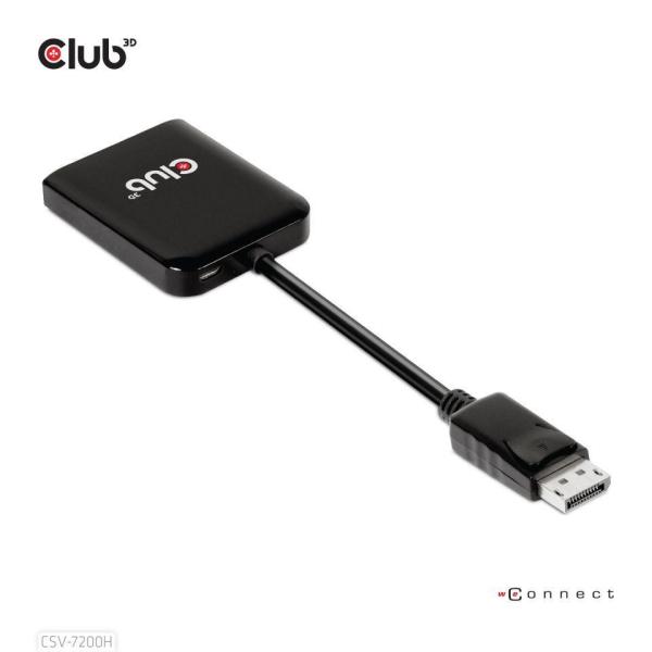 Club3D hub MST (Multi Stream Transport) DisplayPort 1.4 až 2xHDMI duálny monitor 4K60Hz (M/ F)0