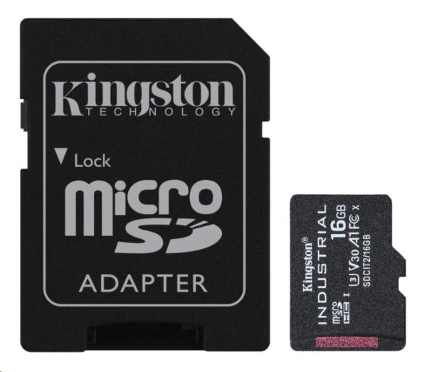 Karta Kingston 16GB microSDHC Industrial C10 A1 pSLC + adaptér SD