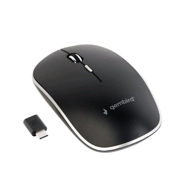 Myš GEMBIRD MUSW-4BSC-01,  bezdrôtová,  prijímač USB typu C,  čierna