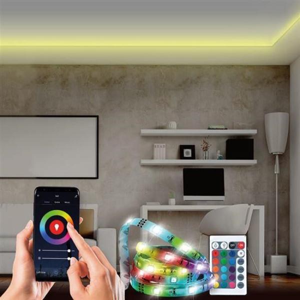 Solight Wifi Smart LED světelný pás,  RGB,  5m,  sada s adaptérem a dálkovým ovladačem1