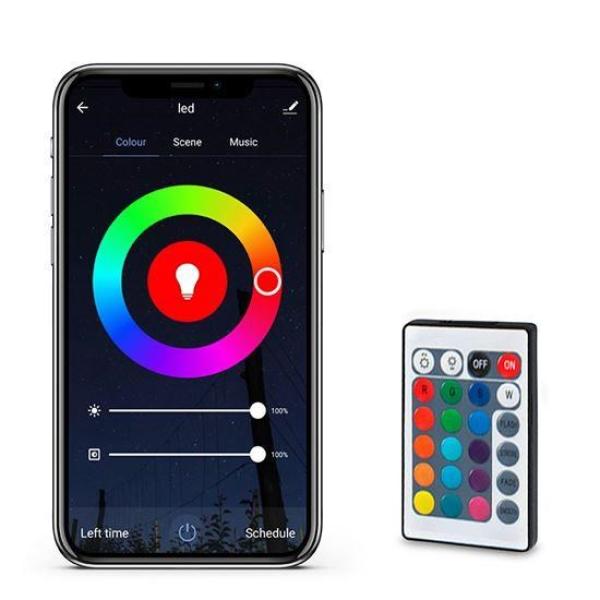 Solight Wifi Smart LED světelný pás,  RGB,  5m,  sada s adaptérem a dálkovým ovladačem2