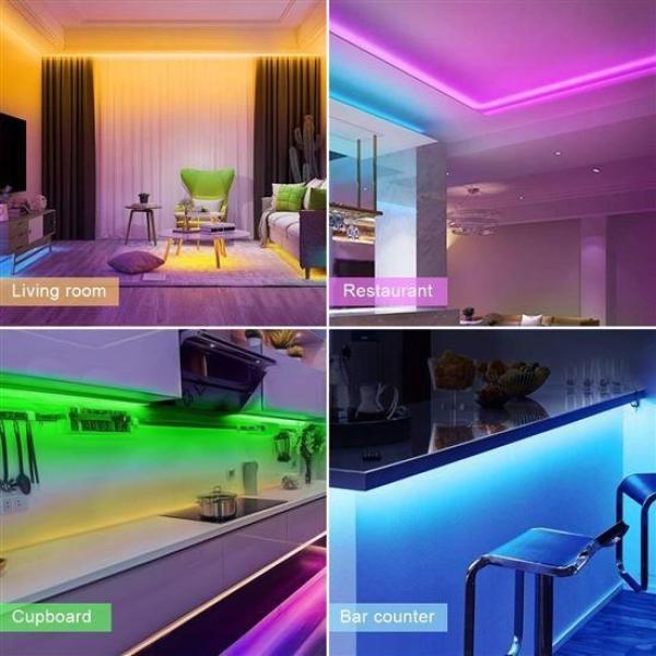 Solight Wifi Smart LED světelný pás,  RGB,  5m,  sada s adaptérem a dálkovým ovladačem3