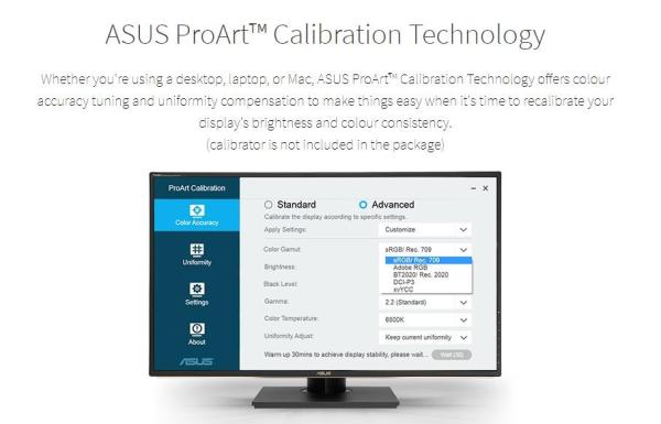 ASUS LCD 32" PA329C ProArt Professional 4K-3840x2160 IPS 98% DCI-P3 100% Adobe RGB,  100% sRGB,  84% Rec.2020,  HDMI DP US1