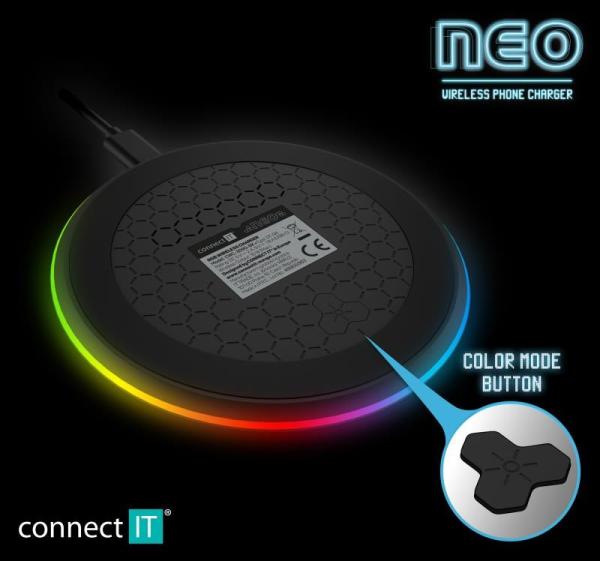 CONNECT IT Bezdrôtová nabíjačka NEO QiRGB, herná, 10 W, čierna2