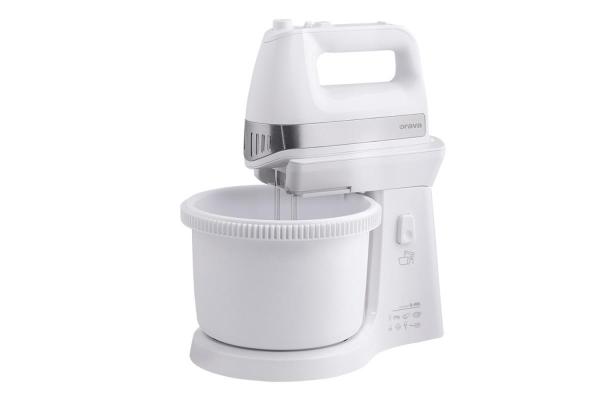 Orava SL-400 C ruční šlehač s nádobou, 400 W, 85 dB, 5 rychlostí, 2.5 l objem mísy, pulzní spínač, bílá