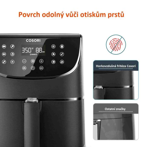 Cosori CP158-AF PREMIUM –  5.5L  horkovzdušná fritéza + 5x špíz a gril. rošt,  black9