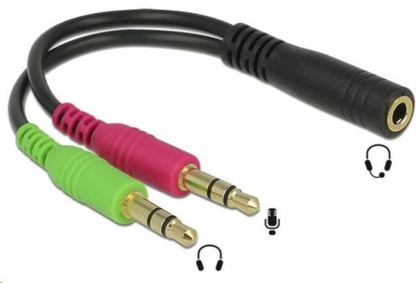 Adaptér PREMIUMCORD 4-pólový jack3, 5 mm pre slúchadlá a mikrofón,  30 cm