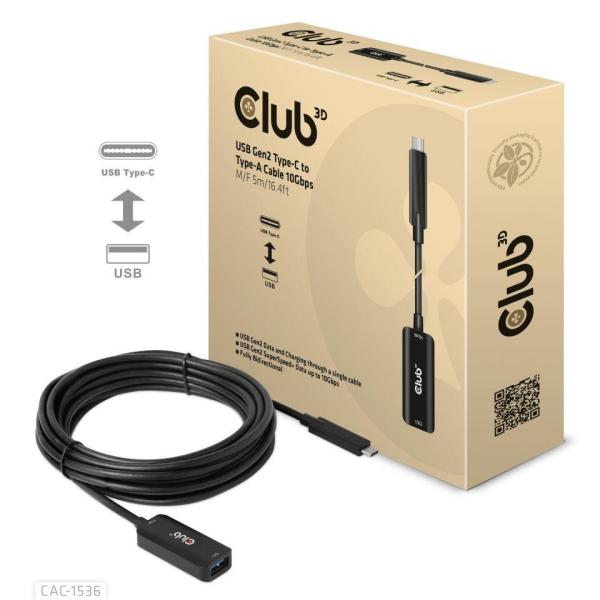 Club3D Kabel USB-C na USB-A,  10Gbps,  5m,  M/ F