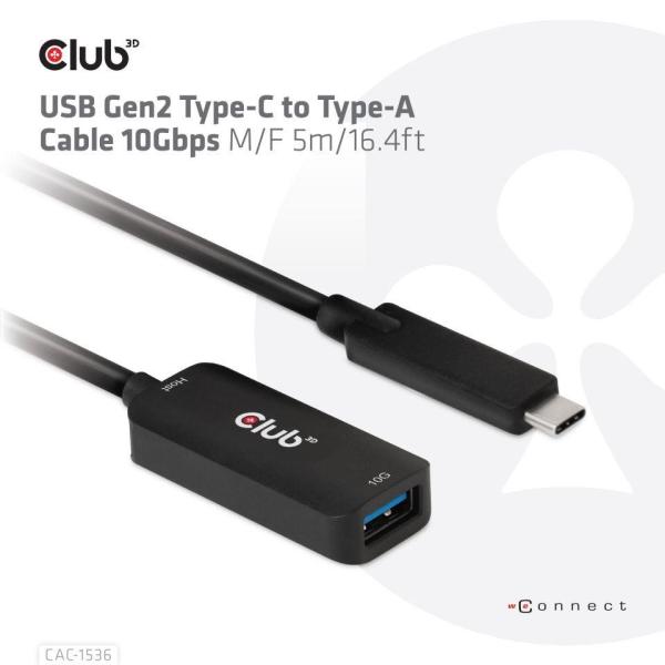 Club3D Kabel USB-C na USB-A,  10Gbps,  5m,  M/ F6