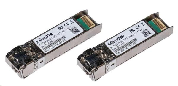 MikRotik XS+2733LC15D, SM, 15km, 1/ 10/ 25G, 1270nm + 1330nm, pár modulov
