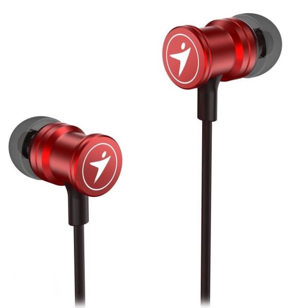 GENIUS sluchátka HS-M316 METALLIC RED,  4pin 3, 5 mm jack,  červená