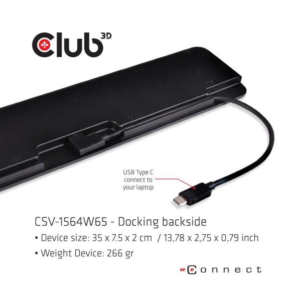Dokovacia stanica Club3D USB-C 3.2 s napájacím adaptérom Triple Dynamic Display PD,  100 W7