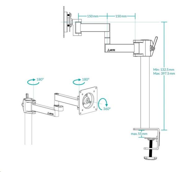 Držiak monitora ARCTIC X1,  oceľ,  matná čierna8