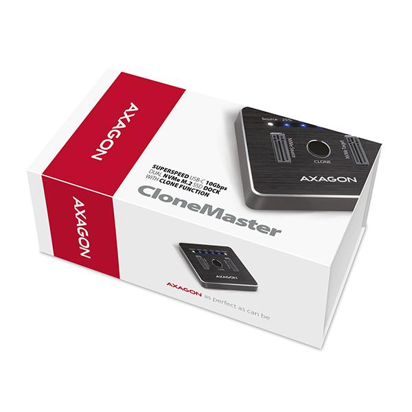 AXAGON ADSA-M2C,  USB-C 3.2 Gen 2 - 2x M.2 dokovacie stanice NVMe SSD CLONE MASTER9