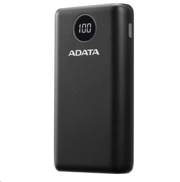 ADATA PowerBank P20000QCD - externá batéria pre mobilný telefón/ tablet 20000mAh,  2, 1A,  čierna (74Wh)2