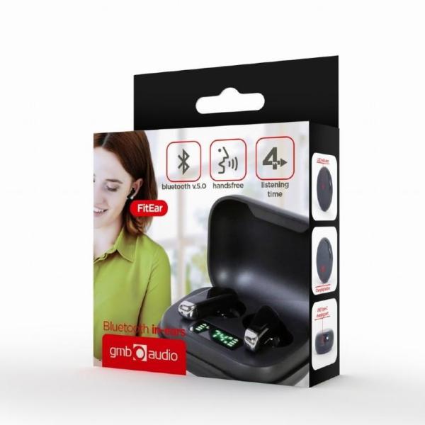 GEMBIRD sluchátka FitEar-X300B,  Bluetooth,  TWS,  černá4