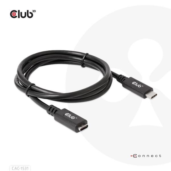 Club3D USB-C predlžovací kábel,  5Gbps,  60W(20V/ 3A),  4K60Hz (M/ F),  1m4