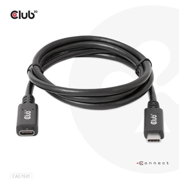 Club3D USB-C predlžovací kábel,  5Gbps,  60W(20V/ 3A),  4K60Hz (M/ F),  1m6