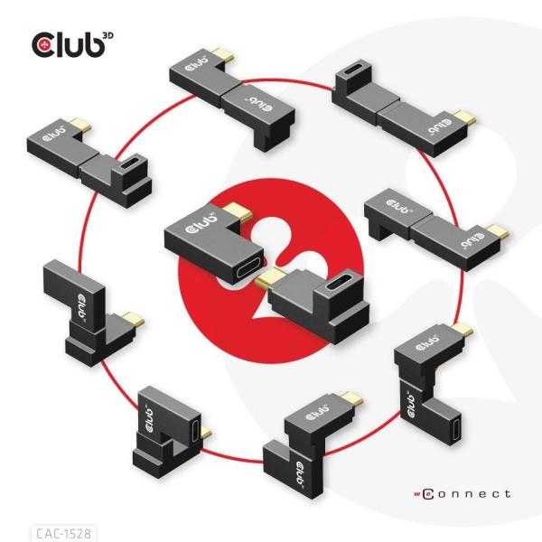 Club3D set adapterů USB-C Gen2 angled adapter set of 2,  4K120Hz,  240W,  (M/ F)7