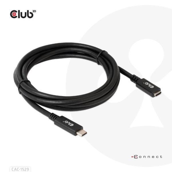 Club3D Prodlužovací kabel USB-C,  5Gbps 60W(20V/ 3A),  4K 60Hz (M/ F),  2m4