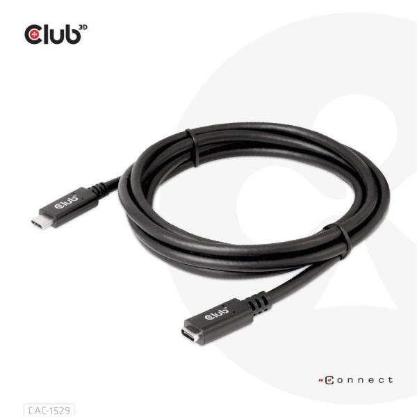 Club3D Prodlužovací kabel USB-C,  5Gbps 60W(20V/ 3A),  4K 60Hz (M/ F),  2m5
