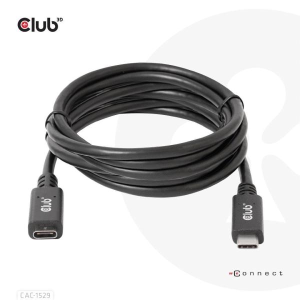 Club3D Prodlužovací kabel USB-C,  5Gbps 60W(20V/ 3A),  4K 60Hz (M/ F),  2m6