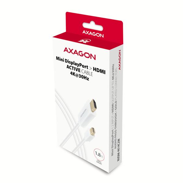 AXAGON RVDM-HI14C2W,  Mini DisplayPort > HDMI 1.4 redukcie /  kábel 1.8 m,  4K/ 30 Hz,  biela6