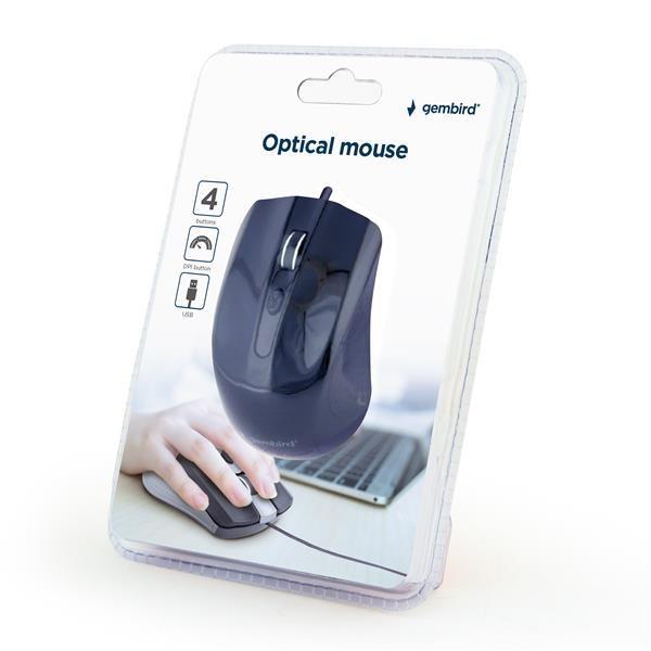 Myš GEMBIRD MUS-4B-01,  drôtová,  optická,  1200 dpi,  USB,  čierna2