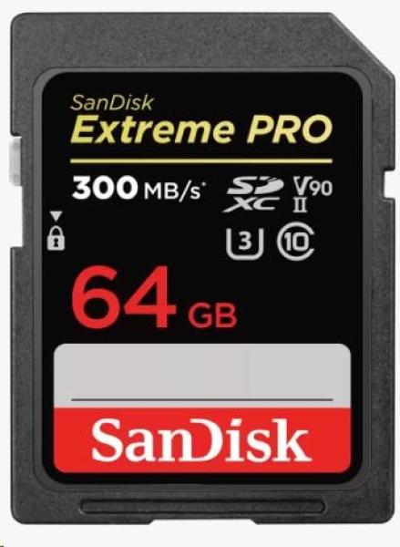 Karta SanDisk SDHC 64GB Extreme PRO (300 MB/ s,  Class 10,  UHS-II U3 V90)