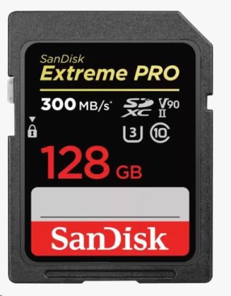 Karta SanDisk SDHC 128 GB Extreme PRO (300 MB/ s,  Class 10,  UHS-II U3 V90)