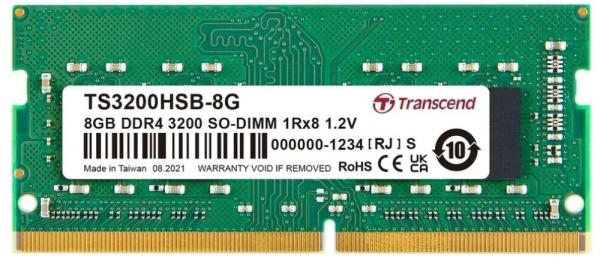 SODIMM DDR4 8GB 3200MHz TRANSCEND 1Rx8 1Gx8 CL22 1.2V