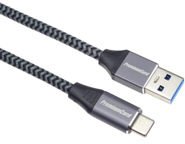 PREMIUMCORD USB-C na USB 3.0 A (USB 3.1 generácia 1, 3A, 5Gbit/ s) 1m opletenie