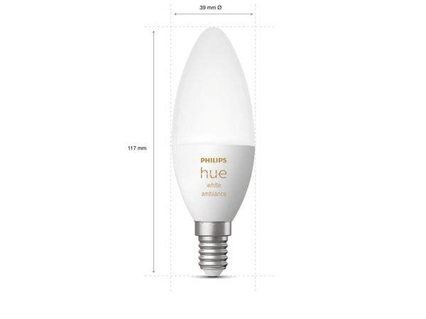PHILIPS Hue White Ambiance,  1x žárovka svíčková 6, 5W E14 B39 DIM2