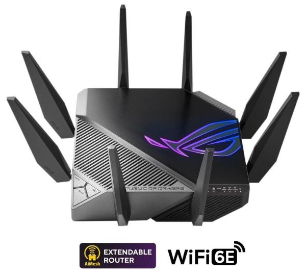 ASUS ROG Rapture GT-AX11000 (AXE11000) WiFi 6E Extendable Gaming Router,  2.5G port,  Aimesh,  4G/ 5G Mobile Tethering