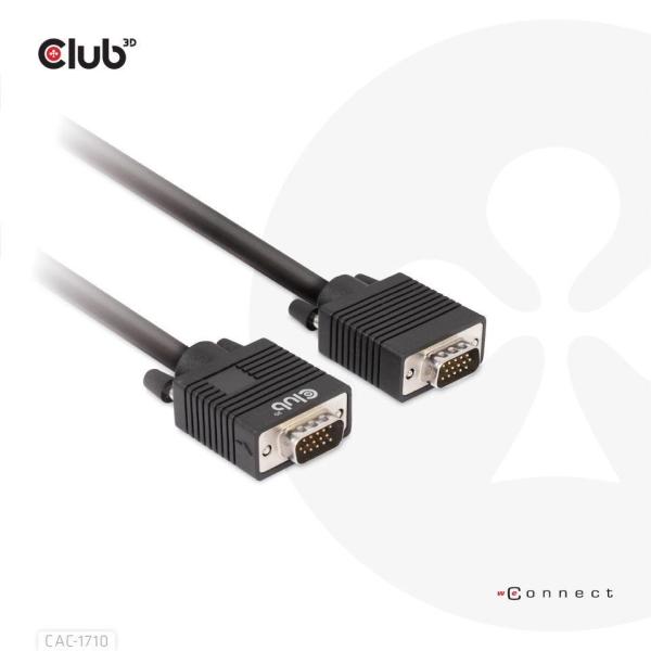 Club3D kabel oboustranný VGA,  M/ M,  28AWG,  10m3