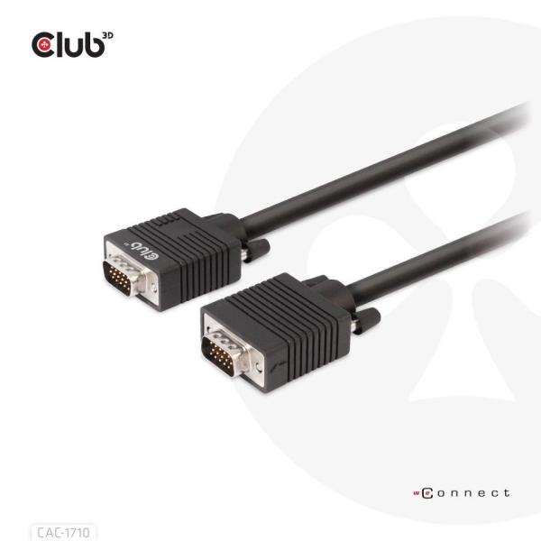 Club3D kabel oboustranný VGA,  M/ M,  28AWG,  10m7