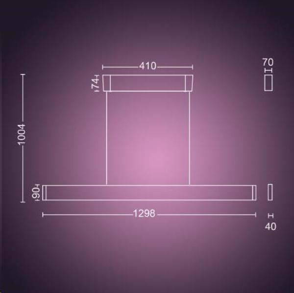 PHILIPS Ensis Svítidlo závěsné,  Hue White and color ambiance,  230V,  2x39W integr.LED,  Bílá1