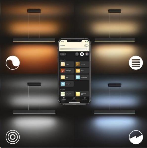PHILIPS Ensis Svítidlo závěsné,  Hue White and color ambiance,  24V,  2x39W integr.LED,  Černá2