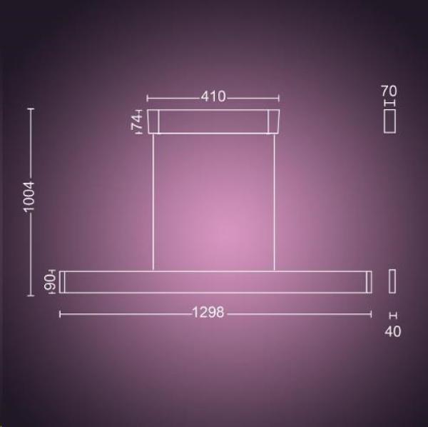 PHILIPS Ensis Svítidlo závěsné,  Hue White and color ambiance,  24V,  2x39W integr.LED,  Černá6