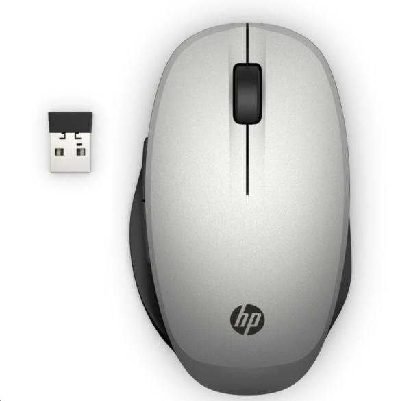 Myš HP Dual Mode Silver Mouse 300 - myš bluetooth,  pripojenie k dvom počítačom súčasne