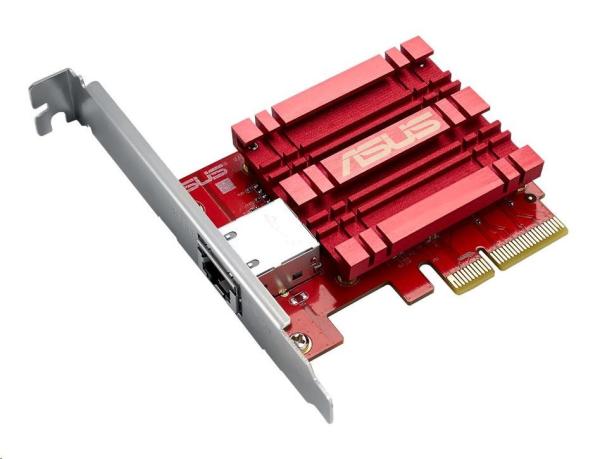 Sieťový adaptér ASUS XG-C100C v2 10GBase-T PCIe so spätnou kompatibilitou 5/ 2, 5/ 1G a 100 Mb/ s; port RJ45 a integrovaný 