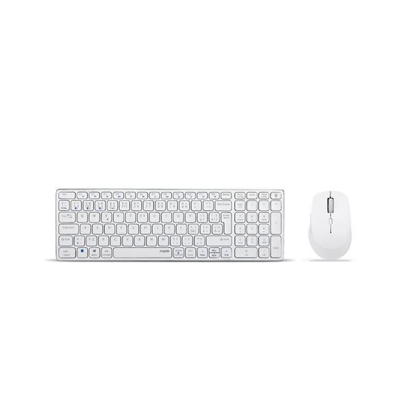 Set klávesnice a myši RAPOO 9700M,  bezdrôtový,  CZ/ SK,  biely
